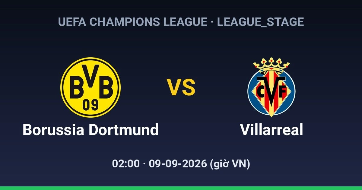 Dự đoán, soi kèo Borussia Dortmund vs Villarreal 09-09-2026