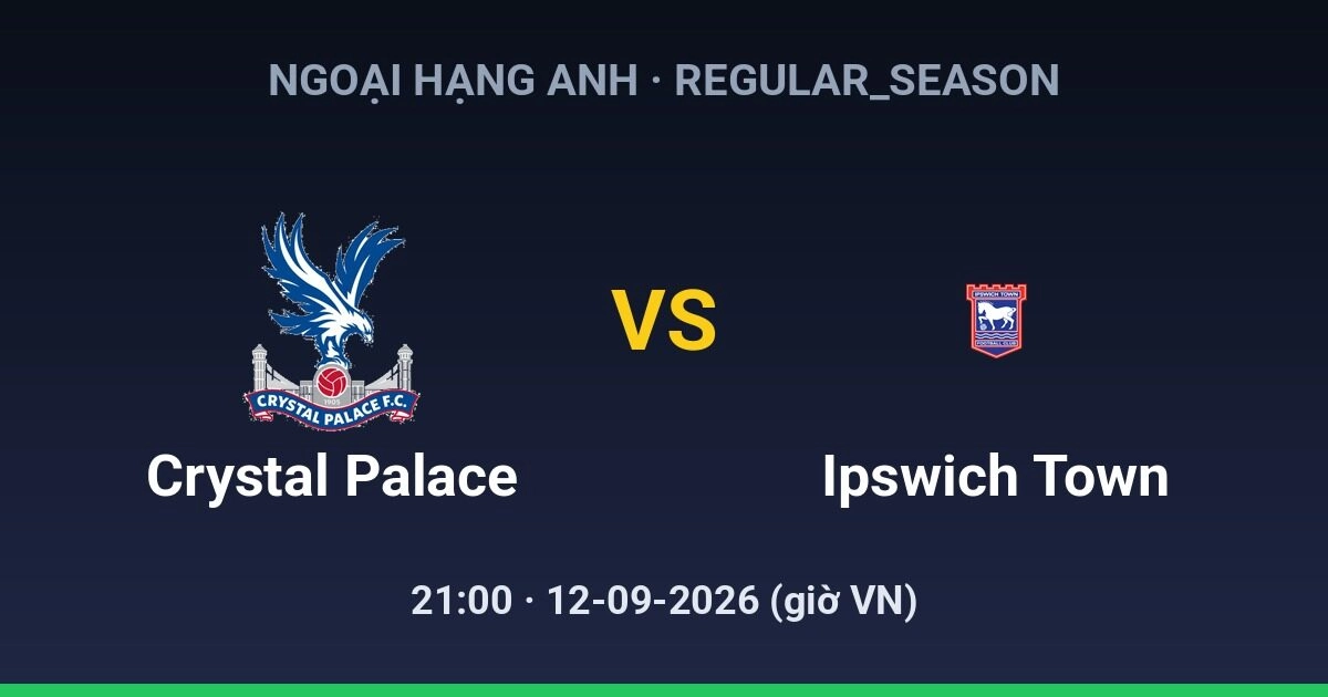 Soi kèo bóng đá Crystal Palace vs Ipswich Town 12-09-2026