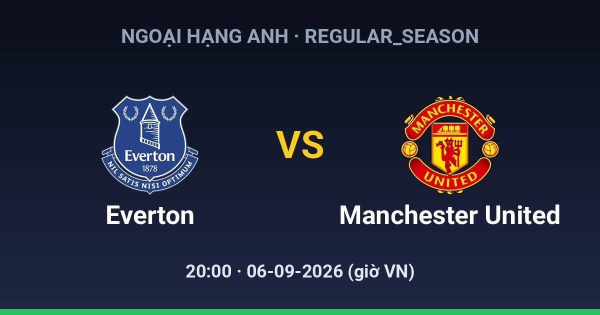 Dự đoán, soi kèo Everton vs Manchester United 06-09-2026