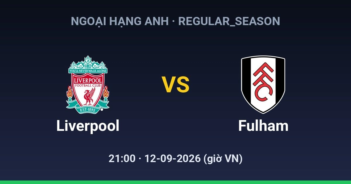 Soi kèo Liverpool vs Fulham Ngoại Hạng Anh 12-09-2026