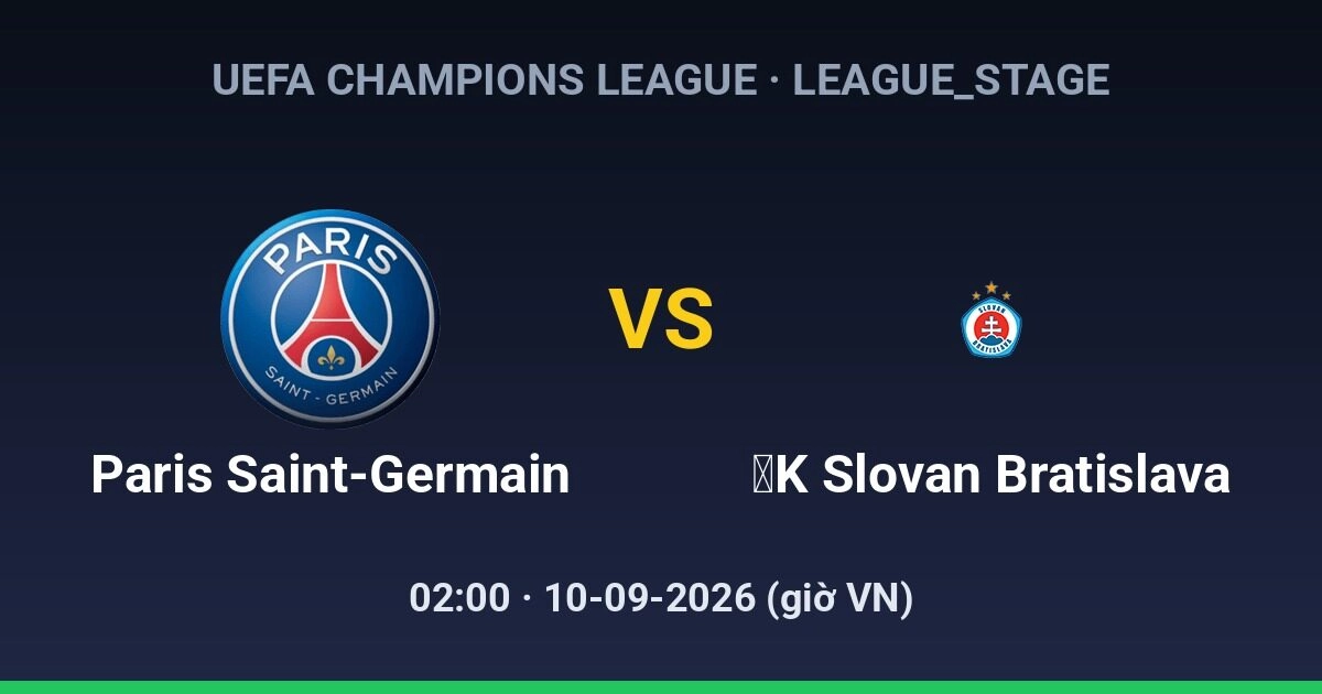 Dự đoán, soi kèo Paris Saint-Germain vs ŠK Slovan Bratislava 10-09-2026