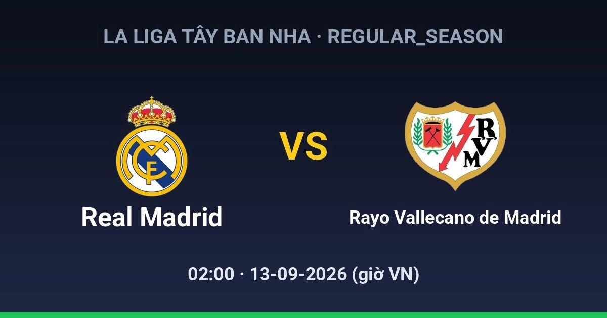Soi kèo bóng đá Real Madrid vs Rayo Vallecano de Madrid 13-09-2026