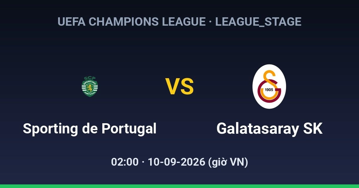 Dự đoán, soi kèo Sporting de Portugal vs Galatasaray SK 10-09-2026