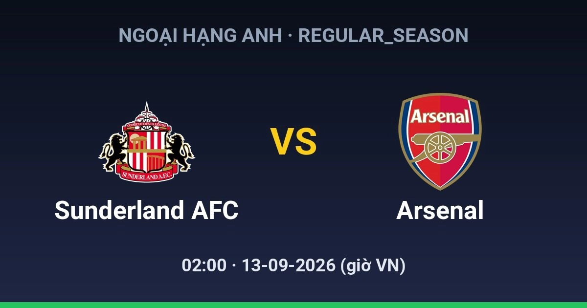 Soi kèo, nhận định Sunderland AFC vs Arsenal Ngoại Hạng Anh 13-09-2026