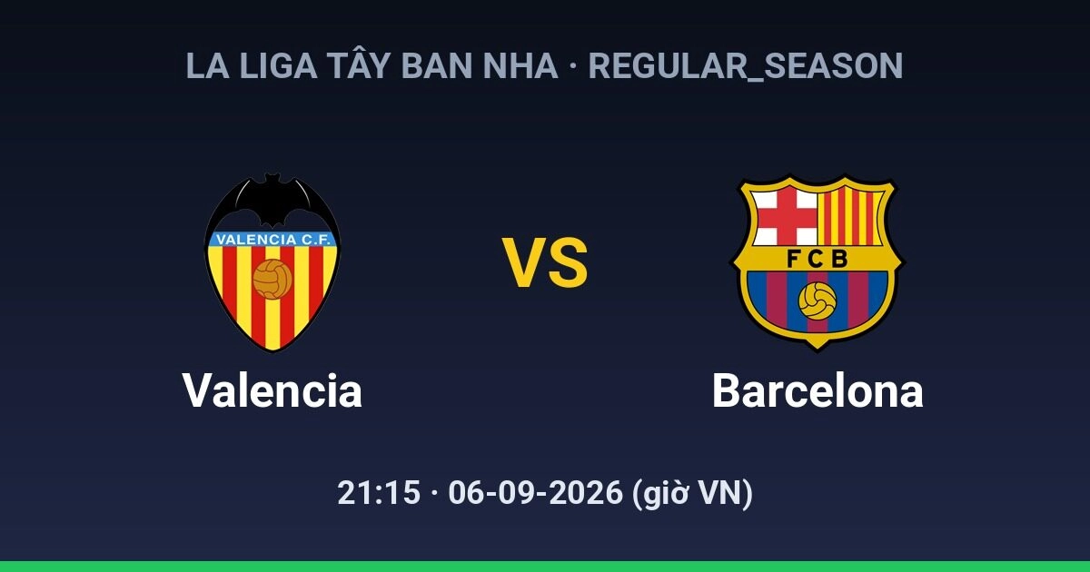 Dự đoán, soi kèo Valencia vs Barcelona La Liga Tây Ban Nha 06-09-2026